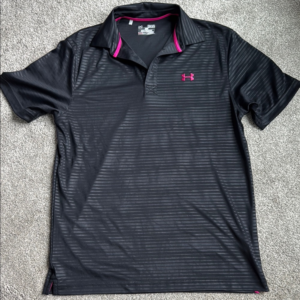 Under Armour Black and Pink Performance Polo Shirt
